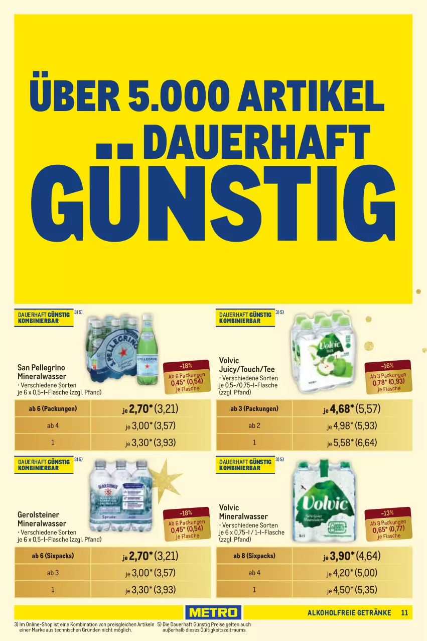 Aktueller Prospekt Metro - Händler Journal - von 31.10 bis 13.11.2024 - strona 11 - produkty: alkohol, alkoholfreie getränke, Alwa, auer, eis, elle, flasche, gerolsteine, gerolsteiner, getränk, getränke, mineralwasser, reis, san pellegrino, steiner, tee, Ti, volvic, wasser