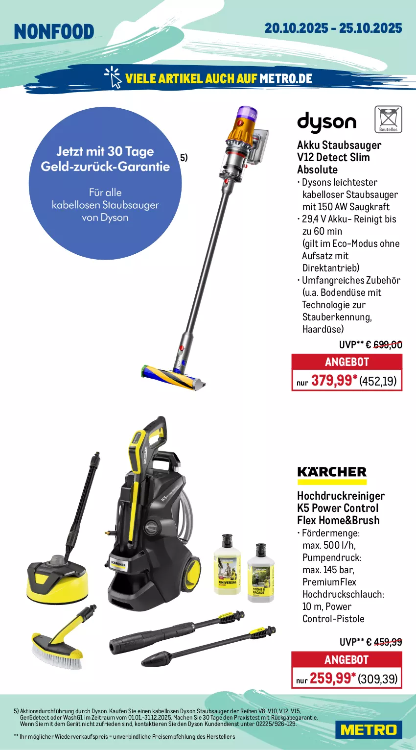 Aktueller Prospekt Metro - Wochen-Angebote - von 20.10 bis 25.10.2025 - strona 18 - produkty: akku, angebot, auto, beleuchtung, Dyson, eis, elle, gefrierschrank, hochdruckreiniger, HP, kraft, kühlschrank, mac, Metro, reiniger, Reinigung, reis, schlauch, Schrank, staubsauger, teller, Ti, Tiere