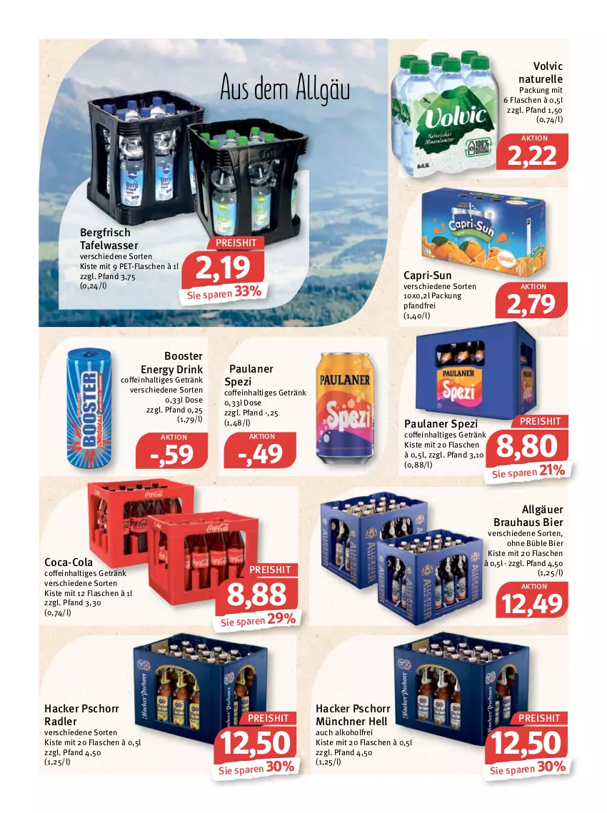 Aktueller Prospekt Feneberg - Prospekte - von 05.05 bis 07.05.2022 - strona 15 - produkty: alkohol, bier, Cap, capri-sun, coca-cola, coffein, cola, drink, eis, elle, energy drink, flasche, getränk, hacker pschorr, LG, natur, Paula, paulaner, pet-flasche, pet-flaschen, radler, reis, rel, Spezi, Ti, volvic, wasser