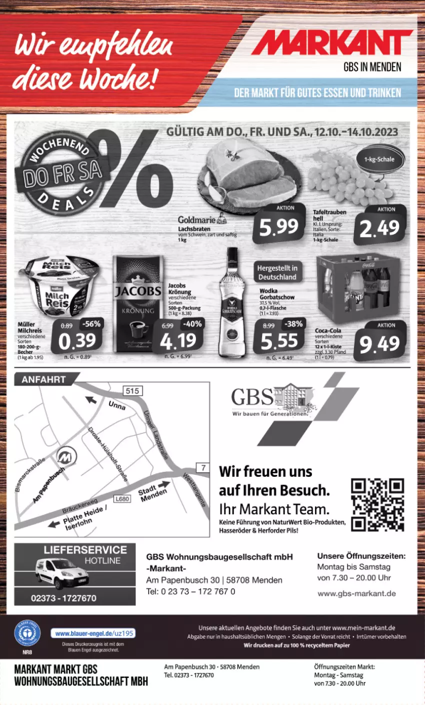 Aktueller Prospekt Markant - Prospekte - von 09.10 bis 14.10.2023 - strona 12 - produkty: angebot, angebote, Bau, bio, brot, eier, elle, hasseröder, lieferservice, natur, pils, rwe, Ti, uhr