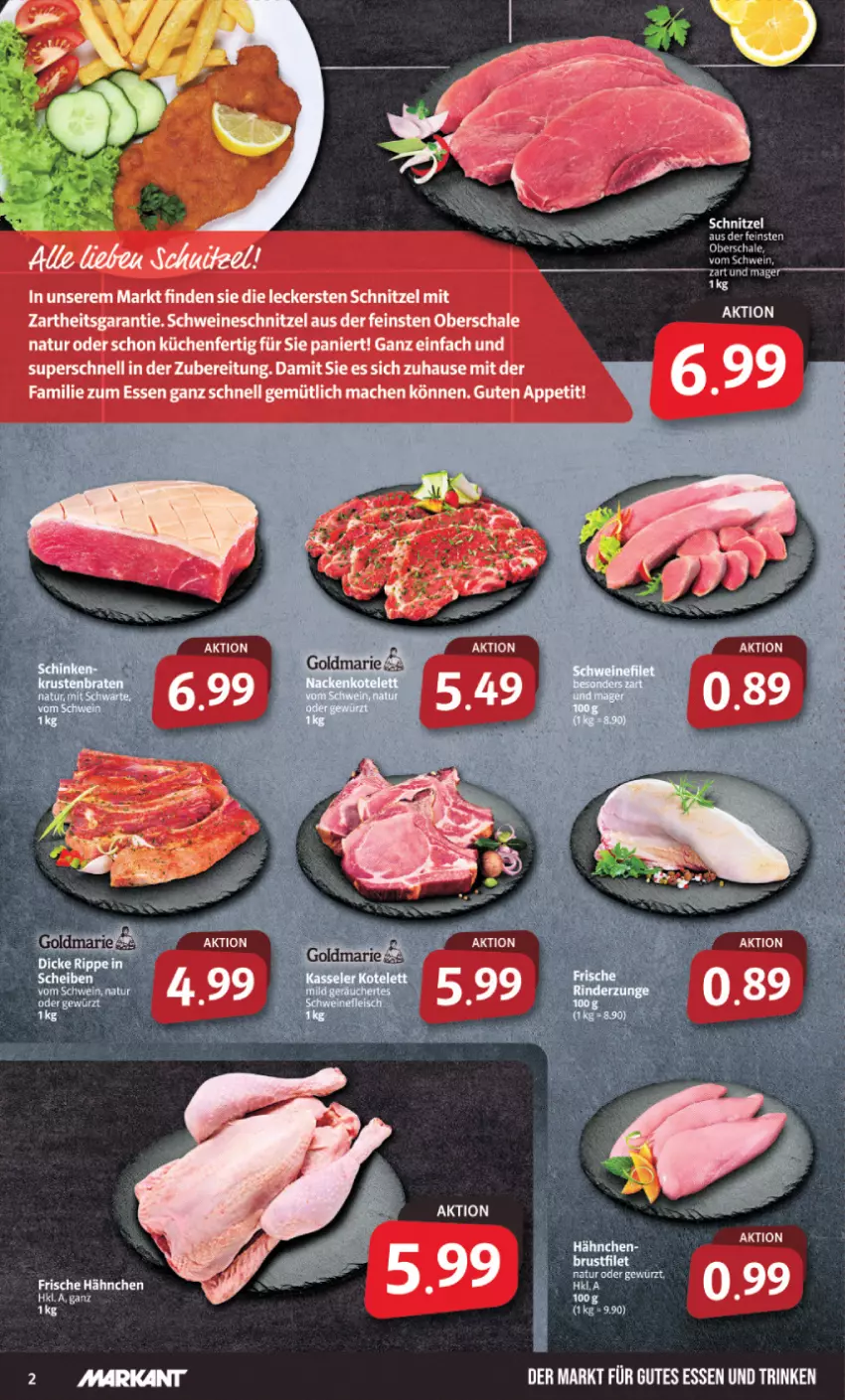 Aktueller Prospekt Markant - Prospekte - von 09.10 bis 14.10.2023 - strona 2 - produkty: gutes essen, küche, Küchen, mac, natur, Schal, Schale, schnitzel, schwein, schweine, schweineschnitzel, Ti, wein, weine