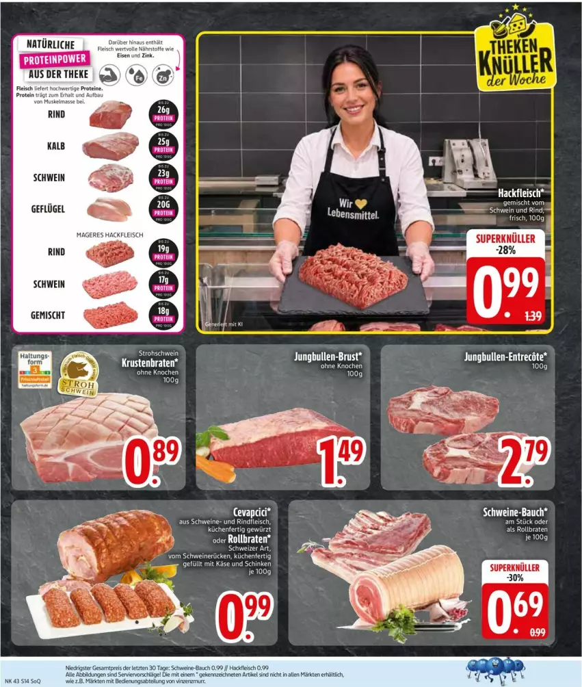 Aktueller Prospekt Edeka - Prospekte - von 19.10 bis 24.10.2026 - strona 16 - produkty: Abtei, Bau, braten, eis, fleisch, Geflügel, hackfleisch, krustenbraten, leine, reis, rind, rindfleisch, ritter, rollbraten, schwein, schweine, schweine-bauch, Ti, wein, weine, ZTE