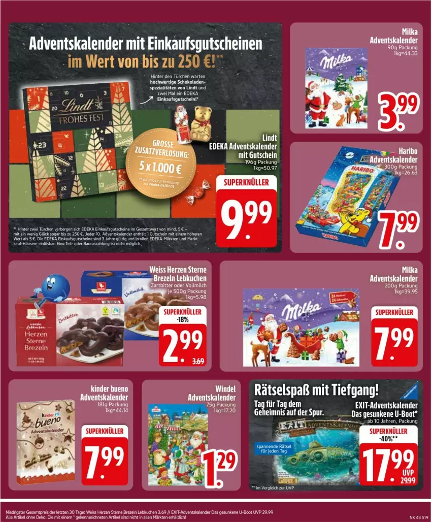 Aktueller Prospekt Edeka - Prospekte - von 19.10 bis 24.10.2026 - strona 21 - produkty: Adventskalender, brezel, Brezeln, deka, eis, gutschein, gutscheine, kuchen, Lebkuchen, lindt, reis, Spezi, Ti, ZTE