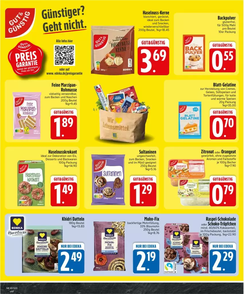 Aktueller Prospekt Edeka - Prospekte - von 19.10 bis 24.10.2026 - strona 22 - produkty: backwaren, Becher, beutel, creme, Datteln, deka, dekoration, dessert, desserts, eis, gelatine, gelee, haselnuss, kakao, marzipan, mehl, müsli, nuss, orange, reis, rwe, schoko, schokolade, snack, Ti, torte, würfel, ZTE