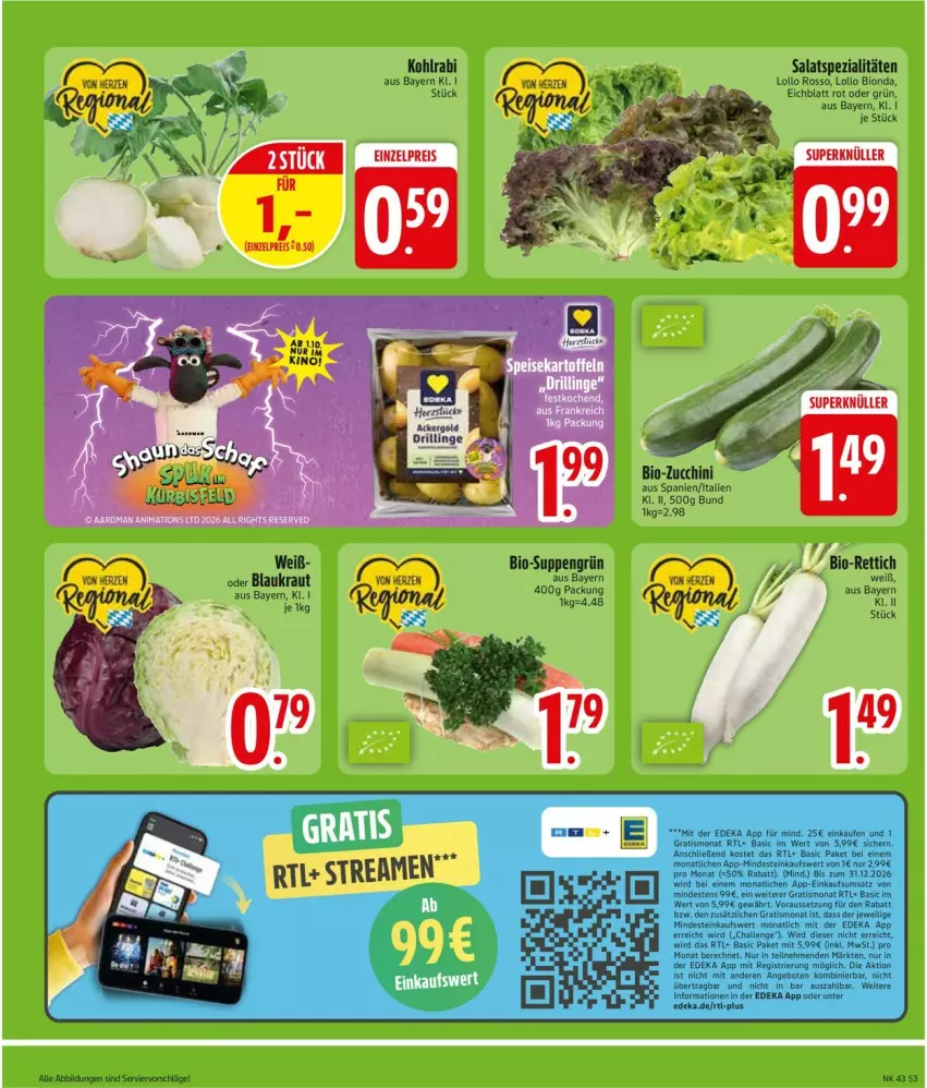 Aktueller Prospekt Edeka - Prospekte - von 19.10 bis 24.10.2026 - strona 5 - produkty: angebot, angebote, bio, bio-zucchini, deka, eis, kohlrabi, Kraut, reis, salat, Spezi, suppe, suppen, Ti, zucchini