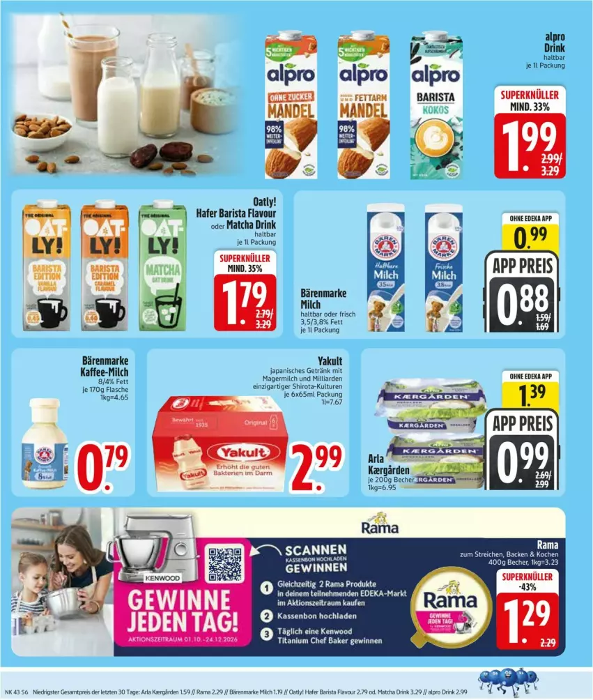 Aktueller Prospekt Edeka - Prospekte - von 19.10 bis 24.10.2026 - strona 8 - produkty: alpro, arla, bärenmarke, Becher, deka, drink, eis, flasche, Germ, getränk, hafer, kaffee, milch, rama, reis, Ti, ZTE