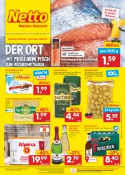 Gazetka promocyjna Netto Marken-Discount - Filial-Angebote - Gazetka - ważna od 25.02 do 25.02.2023 - strona 1 - produkty: angebot, aqua, berliner, bestpreis, bohne, butter, decke, ecco, eis, ferrero, filet, fisch, frucht, fruchtsecco, gin, innenfarbe, irische butter, jacobs, jacobs krönung, kaffee, kartoffel, kartoffeln, kerrygold, lachs, lachsfilet, milch, Milchschnitte, ndk, pils, pilsner, reis, riegel, rotkäppchen, rwe, sekt, speisekartoffeln, Ti, tisch, ZTE