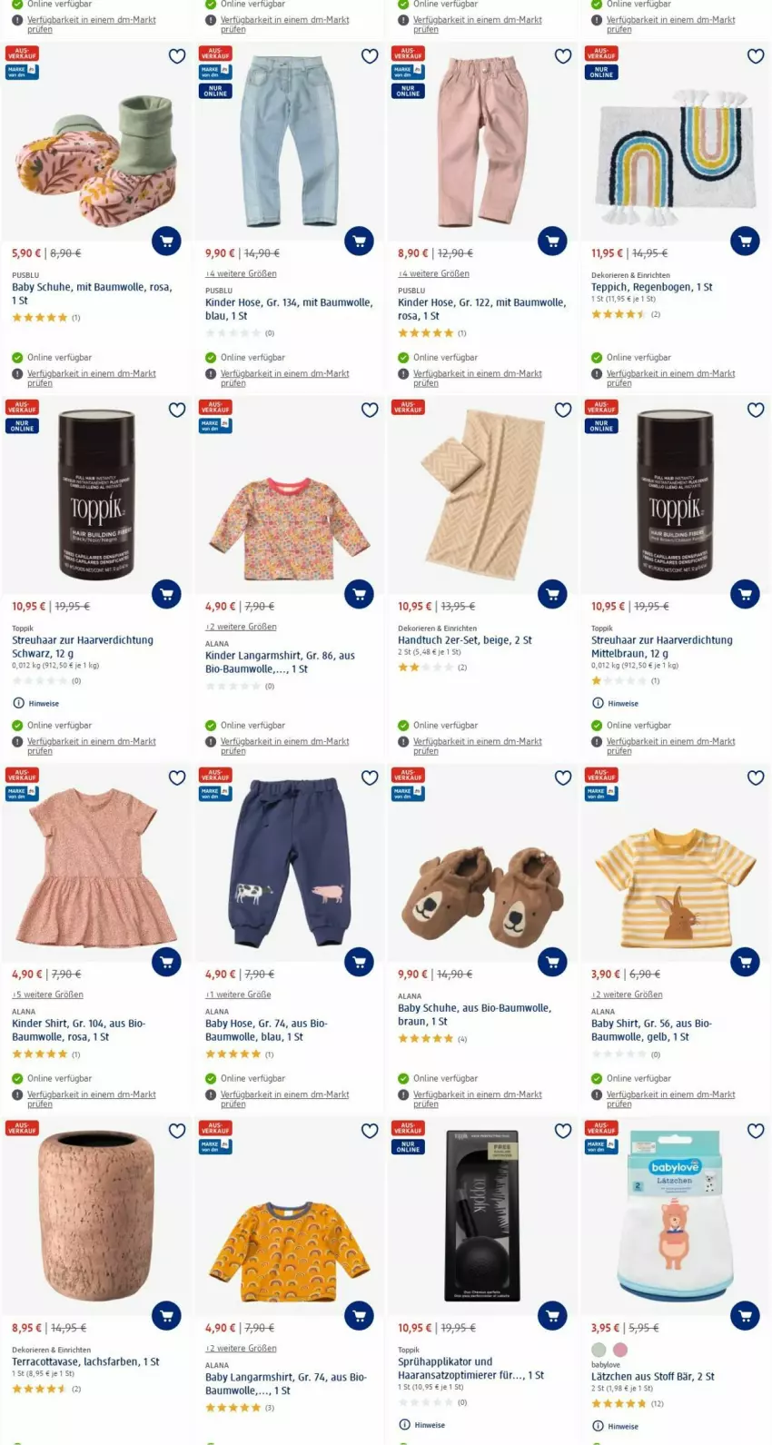 Aktueller Prospekt Dm Drogerie - Prospekte - von 17.07 bis 26.07.2023 - strona 4 - produkty: Babylove, Bau, baumwolle, bio, bio-baumwolle, braun, eis, handtuch, hose, Kinder, lachs, Langarmshirt, Lätzche, olsen, schuhe, shirt, teppich, Ti, tuc, usb, Vase, wolle