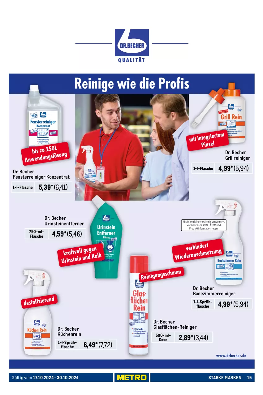 Aktueller Prospekt Metro - Starke Marken - von 17.10 bis 30.10.2024 - strona 15 - produkty: airwick, Bad, Becher, calgon, fenster, Finish, flasche, geschirr, geschirrspülmittel, grill, Grillreiniger, küche, Küchen, LG, Palette, reiniger, sagrotan, sprühflasche, spülmittel, Ti, vanish, wasser, wasserenthärter, WICK