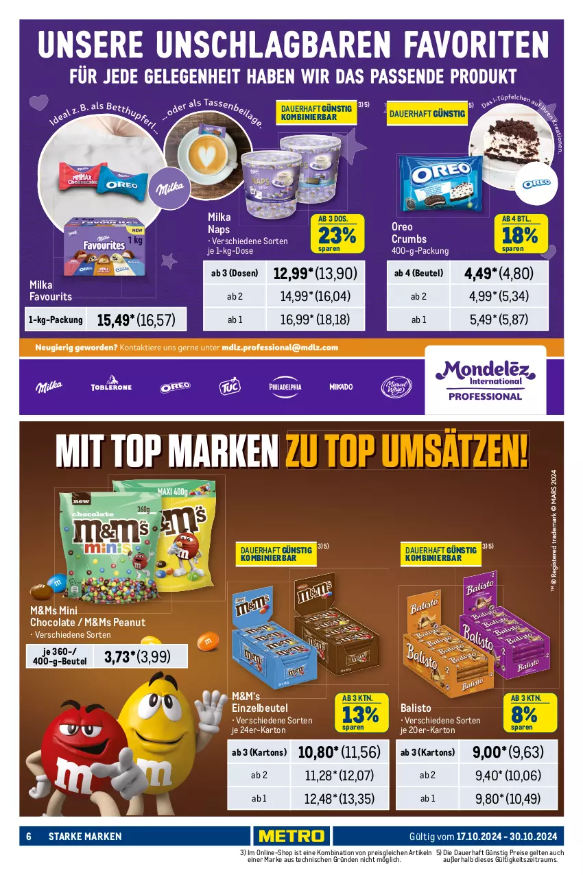 Aktueller Prospekt Metro - Starke Marken - von 17.10 bis 30.10.2024 - strona 6 - produkty: aperitif, auer, balisto, beere, beeren, beutel, binden, Blüte, cola, eis, elle, fisch, flasche, fleisch, früchte, früchten, gewürz, Käse, kirsch, kirsche, küche, Lakritz, lamm, Leuchte, leuchten, LG, mac, merl, merlot, Metro, milka, Mode, oreo, pasta, Pastagericht, pfirsich, pizza, puma, reis, rosato, rosen, Rubin, rum, spumante, Ti, trauben, usb, vorspeise, wein, weine, Wild