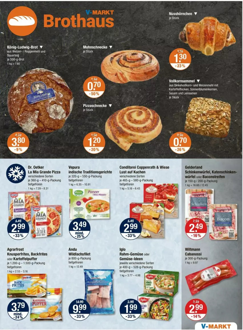 Aktueller Prospekt Vmarkt - Prospekte - von 25.04 bis 01.05.2024 - strona 5 - produkty: agrarfrost, brot, Cabanossi, coppenrath, Dr. Oetker, filet, hörnchen, kartoffel, kartoffelpuffer, korn, kuchen, lachs, lachsfilet, Lust auf Kuchen, mehl, nuss, pizza, rahm-gemüse, sesam, Ti, weizenmehl, Wild, wildlachs, wiltmann