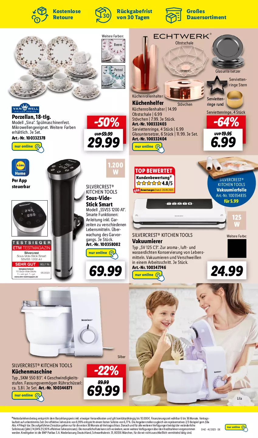 Aktueller Prospekt Lidl - Wochen-Highlights im Onlineshop - von 09.10 bis 15.10.2023 - strona 7 - produkty: auer, beere, dell, eis, elle, erde, küche, Küchen, Küchenhelfer, küchenmaschine, küchenrolle, küchenrollen, lebensmittel, LG, mikrowelle, Mode, ndk, obst, reis, ring, Rührschüssel, Schal, Schale, schüssel, Serviette, servietten, Serviettenring, silvercrest, spülmaschinen, Ti, Untersetzer, Vakuumierer, wasser