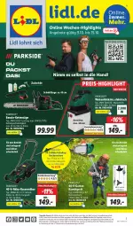 Gazetka promocyjna Lidl - Wochen-Highlights im Onlineshop - Gazetka - ważna od 15.10 do 15.10.2023 - strona 1 - produkty: akku, akku-rasenmäher, angebot, angebote, Brei, eis, elle, Garten, heckenschere, Kette, ladegerät, ndk, Parkside, rasen, rasenmäher, reis, rel, sac, säge, Schal, Schale, Schere, telefon, Teleskop, Ti, uhr