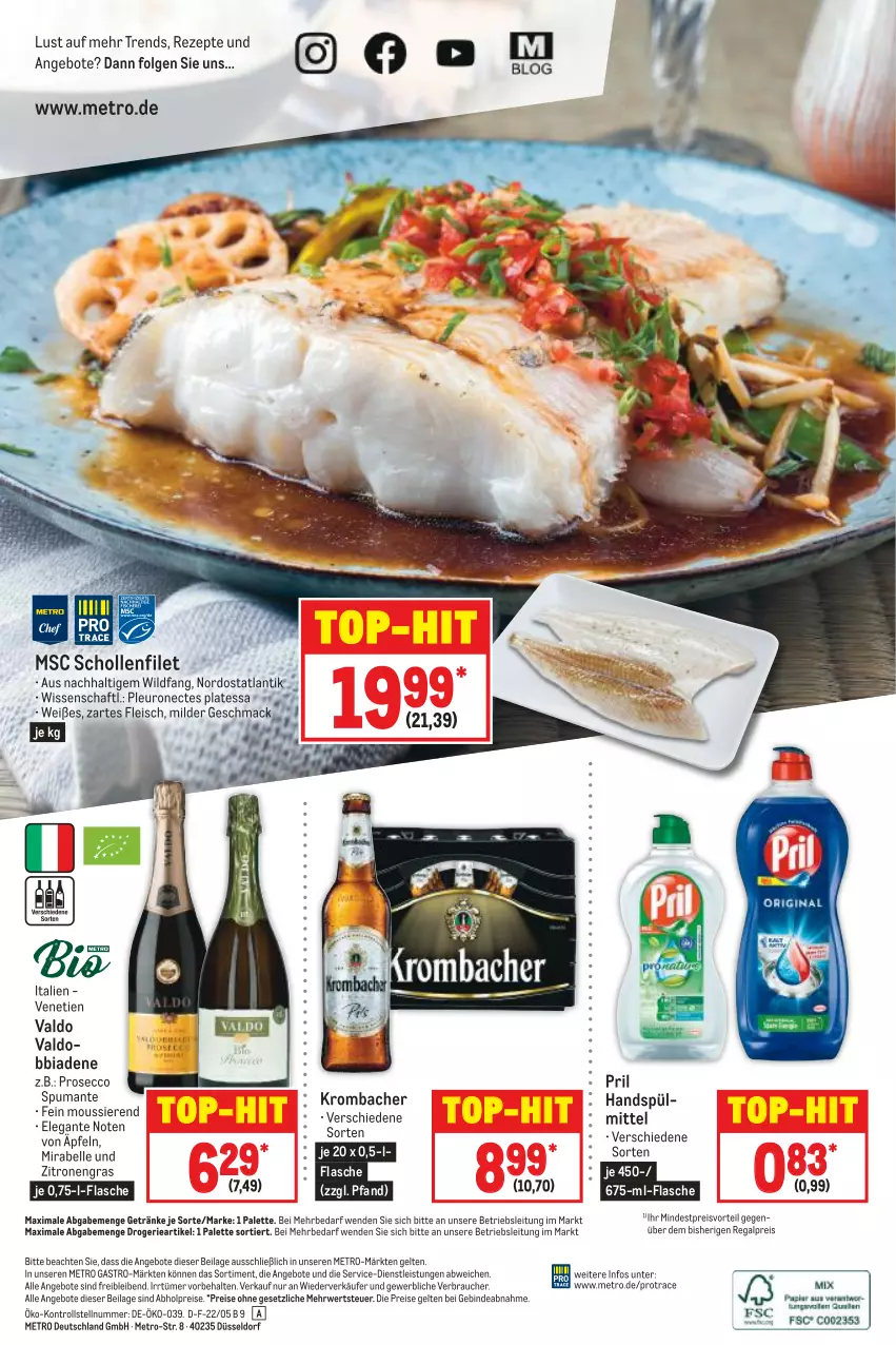 Aktueller Prospekt Metro - Food - von 12.05 bis 18.05.2022 - strona 16 - produkty: abholpreise, angebot, angebote, ecco, eis, elle, filet, flasche, fleisch, getränk, getränke, ilag, krombache, krombacher, LG, mac, Metro, metro gastro, Palette, preisvorteil, pril, prosecco, puma, Rauch, regal, reis, rezept, rezepte, rwe, scholl, spülmittel, spumante, Ti, top-hit, valdo, Wild, zitrone, zitronen