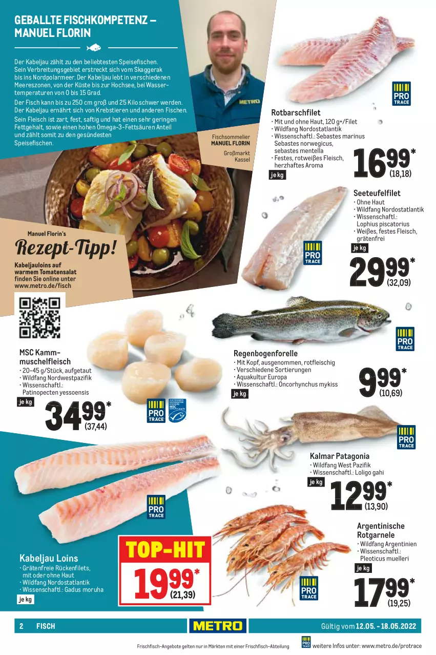 Aktueller Prospekt Metro - Food - von 12.05 bis 18.05.2022 - strona 2 - produkty: Abtei, angebot, angebote, aqua, ball, Brei, eis, elle, ente, erde, filet, filets, fisch, fische, fleisch, forelle, frischfisch, Krebs, Metro, omega, Omega-3, rel, ring, Rotbarsch, rotbarschfilet, rwe, saft, salat, Stier, Ti, Tiere, tomate, tomaten, top-hit, wasser, Wild