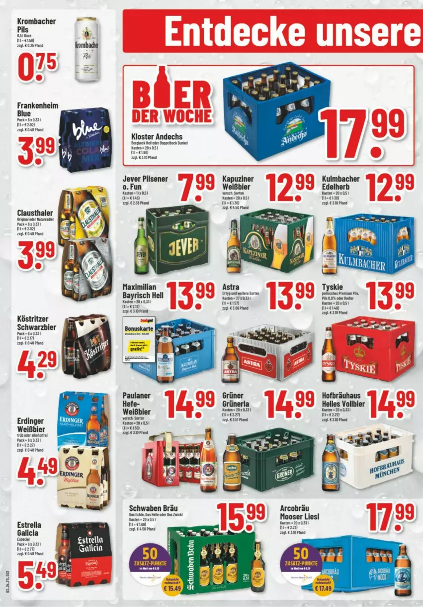 Aktueller Prospekt Trinkgut - Prospekte - von 15.01 bis 20.01.2024 - strona 3 - produkty: Astra, aust, bier, clausthaler, erdinger, gin, jever, jever pilsener, Kloster Andechs, köstritzer, krombache, krombacher, pils, pilsener, rel