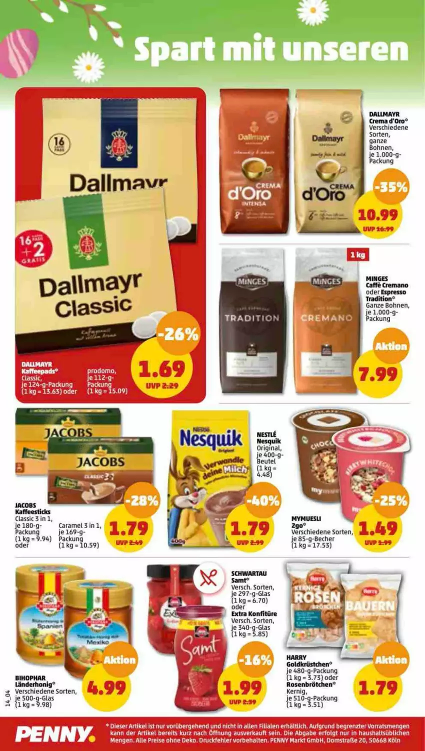 Aktueller Prospekt Penny - Prospekte - von 20.03 bis 25.03.2023 - strona 14 - produkty: Becher, bohne, bohnen, brötchen, caramel, dallmayr, honig, konfitüre, LG, rosen, Schwartau, Ti, ZTE