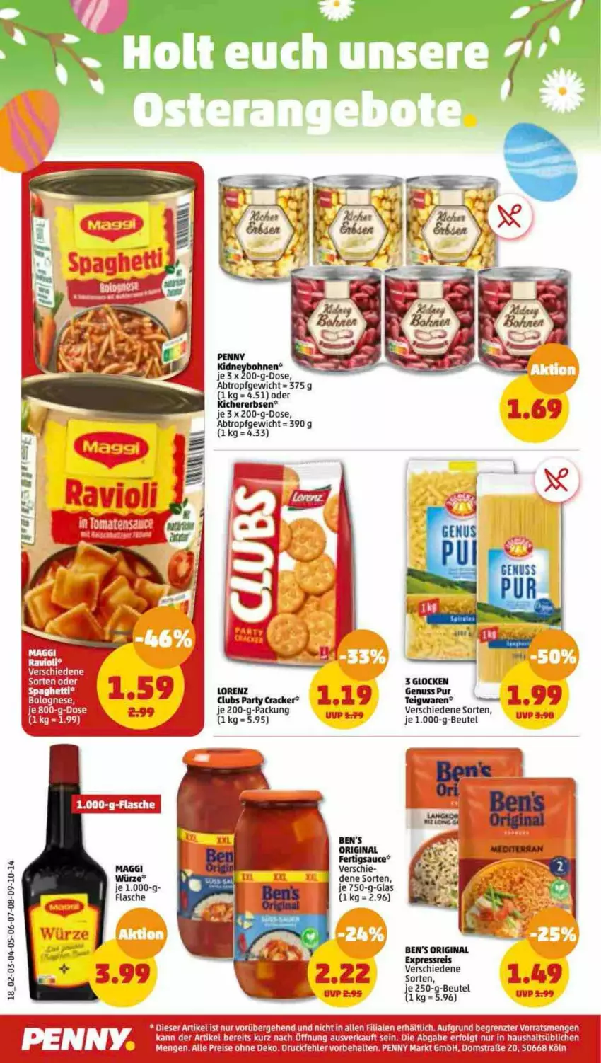 Aktueller Prospekt Penny - Prospekte - von 20.03 bis 25.03.2023 - strona 18 - produkty: Ben’s Original, beutel, bohne, bohnen, cracker, erbsen, flasche, gin, kichererbsen, lorenz, maggi