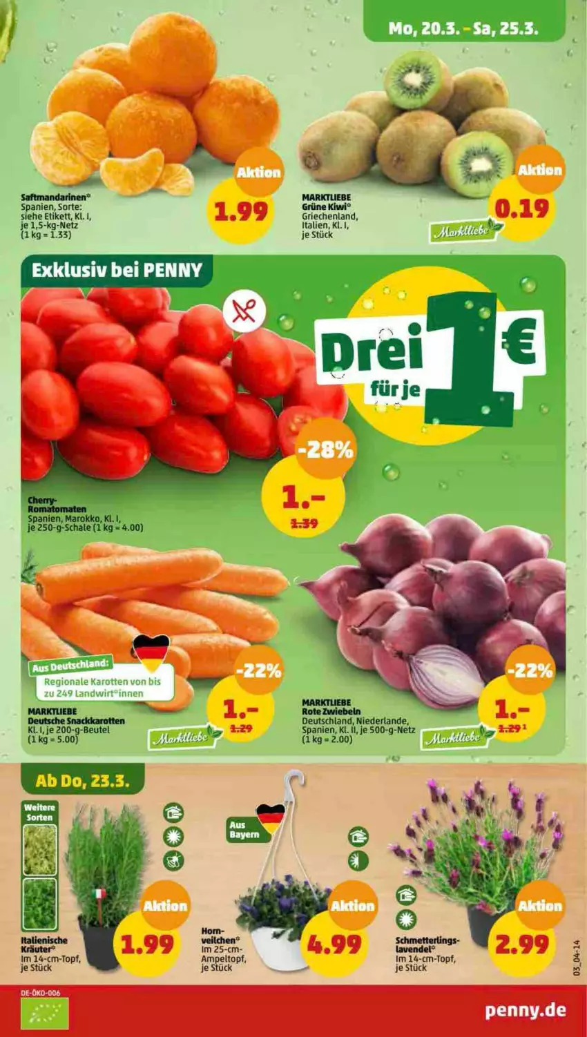 Aktueller Prospekt Penny - Prospekte - von 20.03 bis 25.03.2023 - strona 3 - produkty: karotten, kiwi, kräuter, topf