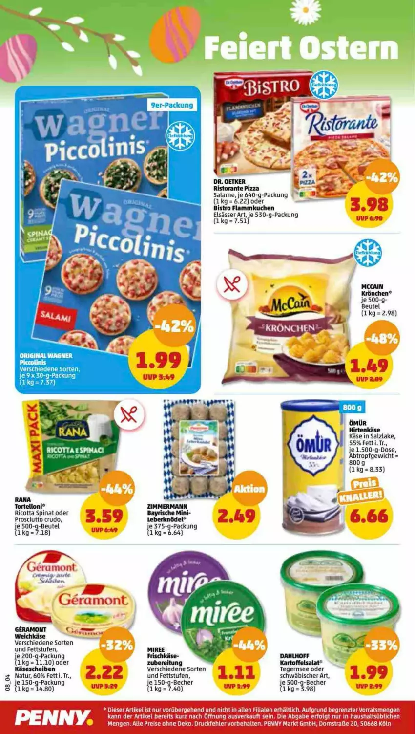 Aktueller Prospekt Penny - Prospekte - von 20.03 bis 25.03.2023 - strona 8 - produkty: aust, Becher, beutel, Dr. Oetker, elsässer art, flammkuchen, frischkäse, hirtenkäse, kartoffel, kartoffelsalat, Käse, käsescheiben, Knödel, kuchen, lamm, Leberknödel, LG, mccain, natur, piccolinis, pizza, prosciutto, prosciutto crudo, rel, ricotta, ristorante, ristorante pizza, salat, salz, spinat, Ti, torte, tortelloni, weichkäse, ZTE