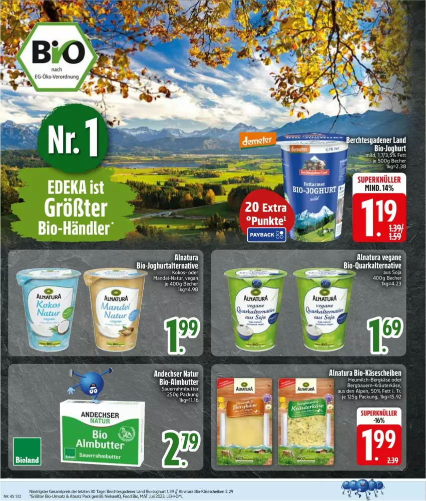 Aktueller Prospekt Edeka - Prospekte - von 03.11 bis 08.11.2025 - strona 12 - produkty: andechser natur, auer, Bau, Bauer, Becher, Bergkäse, bio, bio-joghurt, Bio-Käse, butter, deka, eis, Heu, heumilch, joghur, joghurt, Käse, käsescheiben, kokos, kräuter, mandel, milch, natur, natura, quark, reis, soja, tee, Ti, ZTE