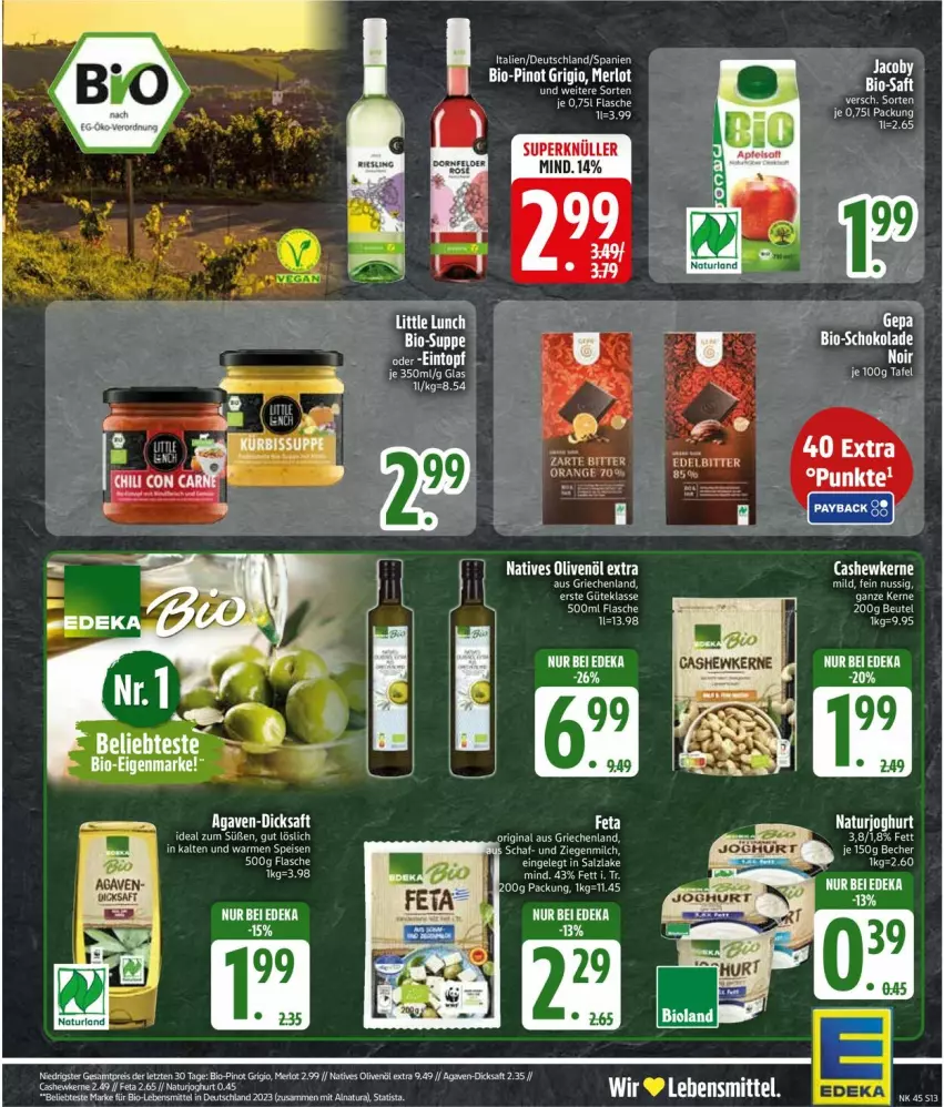 Aktueller Prospekt Edeka - Prospekte - von 03.11 bis 08.11.2025 - strona 13 - produkty: agaven, Becher, beutel, dicksaft, eis, feta, flasche, joghur, joghurt, mac, natives olivenöl, natur, naturjoghurt, olive, oliven, olivenöl, olivenöl extra, saft, salz, Ti
