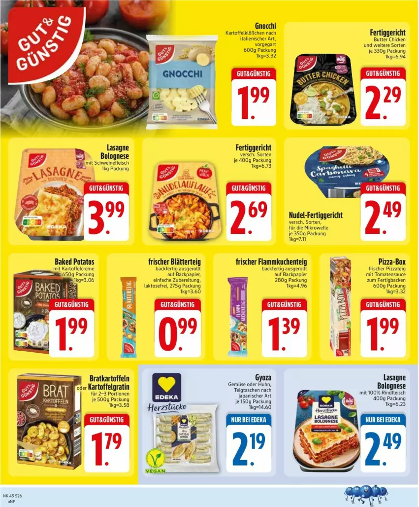 Aktueller Prospekt Edeka - Prospekte - von 03.11 bis 08.11.2025 - strona 26 - produkty: blätterteig, bolognese, butter, creme, eis, elle, ente, fertiggericht, flammkuchen, Flammkuchenteig, fleisch, gnocchi, kartoffel, kartoffeln, kuchen, lamm, lasagne, LG, mikrowelle, nudel, papier, pizza, Pizzateig, sauce, schwein, schweine, schweinefleisch, Tasche, taschen, Ti, tomate, tomaten, tomatensauce, wein, weine