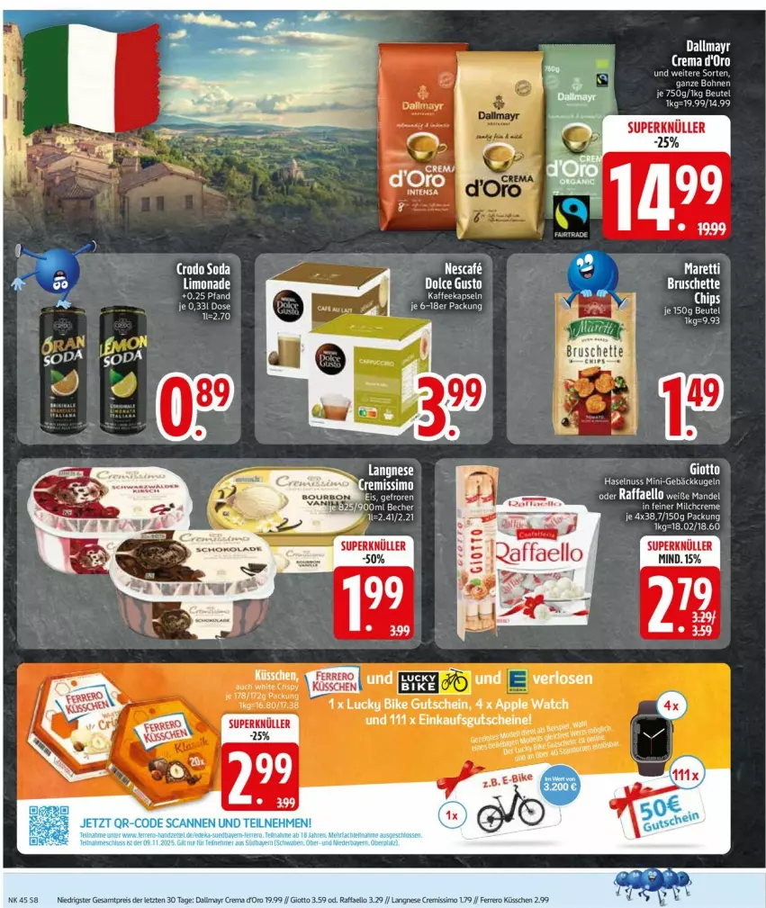 Aktueller Prospekt Edeka - Prospekte - von 03.11 bis 08.11.2025 - strona 8 - produkty: Apple, Apple Watch, beutel, bohne, bohnen, cremissimo, d'oro, dallmayr, eis, ferrero, Ferrero Küsschen, gutschein, gutscheine, langnese, langnese cremissimo, nescafe, raffaello, reis, sim, tee, Ti, ZTE