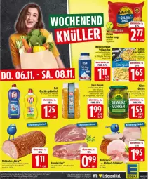 Gazetka promocyjna Edeka - Prospekte - Gazetka - ważna od 08.11 do 08.11.2025 - strona 28 - produkty: beutel, braten, eier, eis, flasche, fleisch, geschirr, geschirrspülmittel, gewürz, Golden Longs, gurke, gurken, hackfleisch, hartweizen, kasseler, küche, Küchen, Kühne, lebensmittel, mccain, nudel, nudeln, Rauch, Ria, rollbraten, schinken, schlagrahm, schwein, settele, spülmittel, Ti, weihenstephan, wein