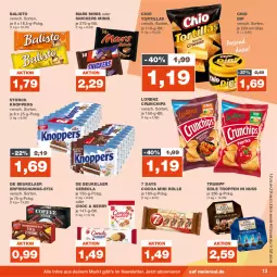 Gazetka promocyjna Real - Gazetka - ważna od 26.08 do 26.08.2023 - strona 13 - produkty: balisto, chips, crunchips, de beukelaer, dip, knoppers, lorenz, lorenz crunchips, mars, nuss, rum, snickers, storck, Ti, tortilla, tortillas