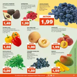 Gazetka promocyjna Real - Gazetka - ważna od 26.08 do 26.08.2023 - strona 3 - produkty: avocado, beere, beeren, cola, galiamelone, heidelbeere, heidelbeeren, himbeer, himbeere, himbeeren, LG, mango, melone, paprika, pfirsich, pfirsiche, rucola, salat, Schal, Schale, Ti, trauben