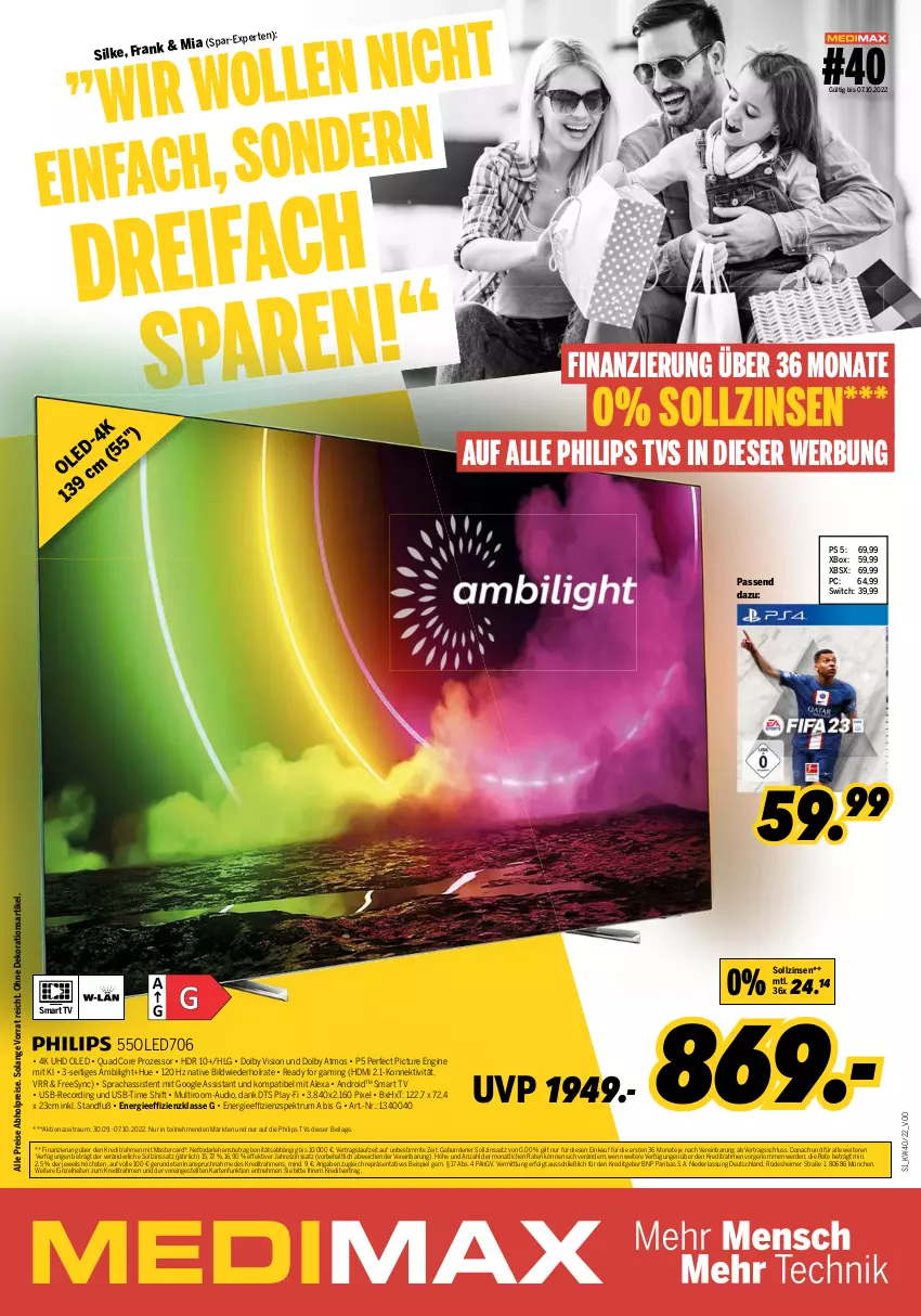 Aktueller Prospekt Medimax - MEDIMAX Prospekt KW40 2022 - von 30.09 bis 06.10.2022 - strona 1 - produkty: abholpreise, alexa, dekoration, eimer, eis, erde, gin, HDMI, ilag, LG, mastercard, Philips, quad, reis, rum, smart tv, Spektrum, Ti, uhd, usb, Xbox