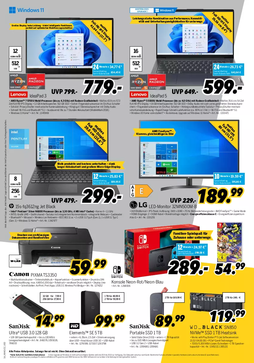 Aktueller Prospekt Medimax - MEDIMAX Prospekt KW40 2022 - von 30.09 bis 06.10.2022 - strona 4 - produkty: abholpreise, akku, auer, dekoration, deo, din a4, drucker, eis, elle, ente, festplatte, fingerabdrucksensor, hardware, HDMI, Hintergrundbeleuchtete Tastatur, Intel, ips-display, ips-panel, kamera, lack, latte, lautsprecher, lays, Leuchte, Mode, monitor, multifunktionsdrucker, nerf, Pentium, PlayStation, radeon, reis, rel, rum, rwe, ryzen, Scanner, Schal, schnitten, Software, solid state drive, Spektrum, Spezi, ssd, Tastatur, Ti, uhd, usb