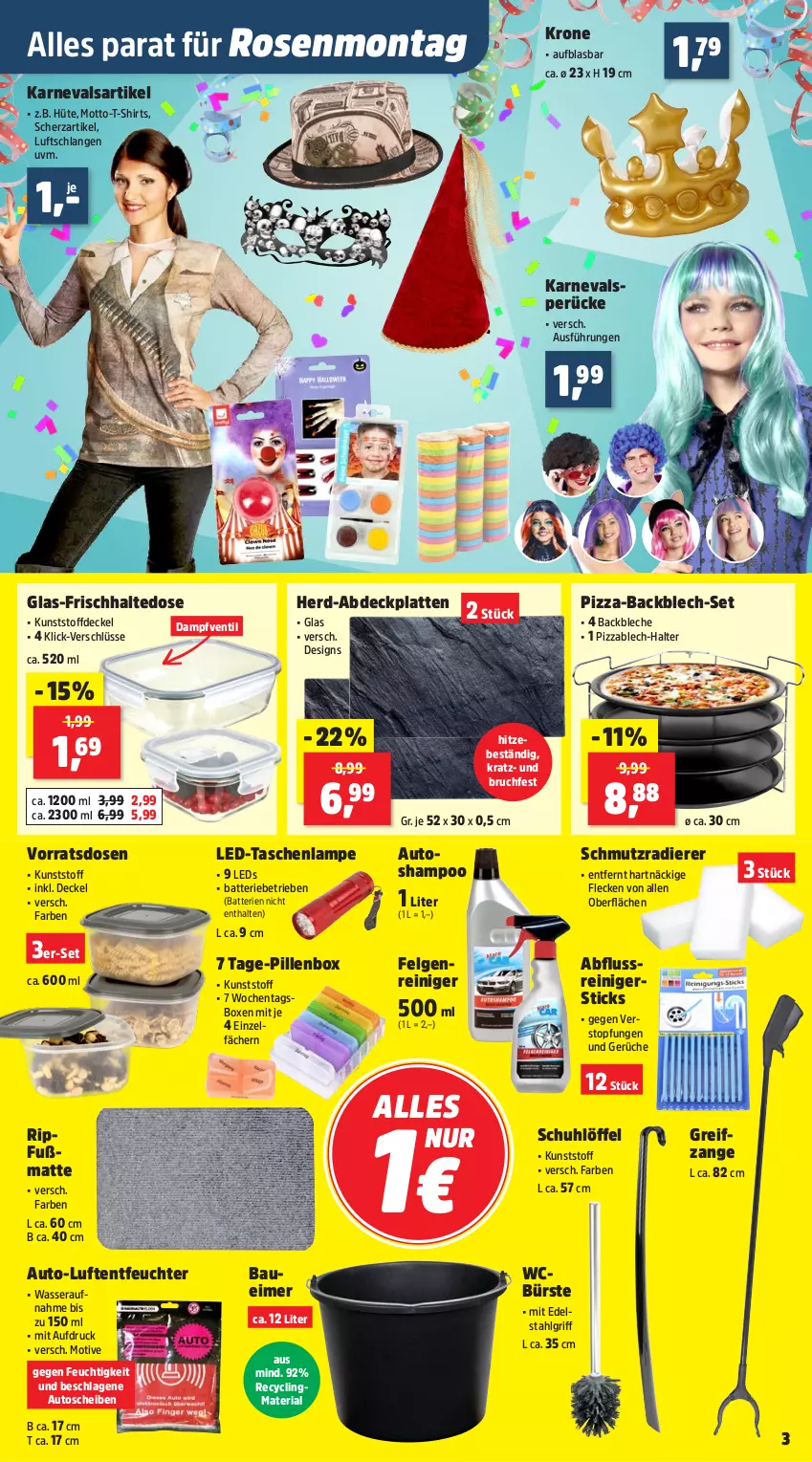 Aktueller Prospekt Thomas Philipps - von 05.01 bis 10.01.2026 - strona 3 - produkty: auto, batterie, batterien, Bau, Baueimer, bürste, Clin, decke, Deckel, edelstahl, eimer, felgen, Felgenreiniger, Fußmatte, krone, Lampe, latte, leds, LG, Löffel, Luftentfeuchter, Luftschlangen, pizza, recyclingmaterial, reiniger, Ria, rosen, shampoo, shirt, shirts, T-Shirt, Tasche, taschen, taschenlampe, Ti, topf, wasser