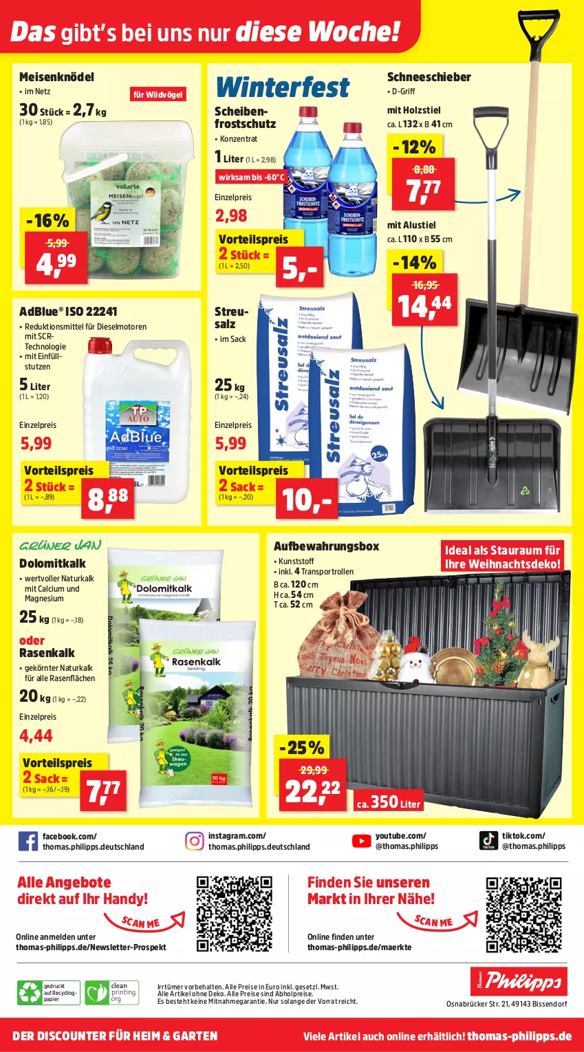 Aktueller Prospekt Thomas Philipps - von 05.01 bis 10.01.2026 - strona 8 - produkty: abholpreise, adblue, alle preise sind abholpreise, angebot, angebote, aufbewahrungsbox, Calcium, Clin, Diesel, discount, eis, Garten, Handy, Holz, Knödel, Lusti, magnesium, Meisenknödel, natur, papier, rasen, reis, sac, salz, Scheibenfrostschutz, senf, Sport, Ti, vorteilspreis, Wild, Yo