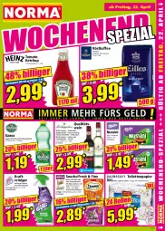 Gazetka promocyjna Norma - Norma - Gazetka - ważna od 26.04 do 26.04.2022 - strona 15 - produkty: burgunder, dornfelder, erfrischungsgetränk, Fettlöser, flasche, Geflügel, getränk, gin, grauburgunder, kaffee, Käse, ketchup, kraft, lachs, merl, merlot, Müller, Müller-Thurgau, nuss, papier, pril, qualitätswein, reiniger, riesling, röstkaffee, snack, snacks, spätburgunder, sprühflasche, Tasche, taschen, Ti, toilettenpapier, tomato ketchup, wein, whiskas