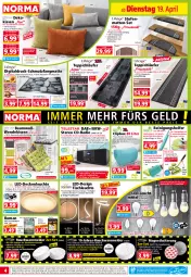 Gazetka promocyjna Norma - Norma - Gazetka - ważna od 26.04 do 26.04.2022 - strona 4 - produkty: auer, batterie, Bau, baumwolle, Bebe, braun, Cognac, decke, deckenleuchte, dekokissen, dell, eis, elle, fernbedienung, gin, kerze, kissen, kraft, lack, Läufer, lautsprecher, led-deckenleuchte, Leuchte, leuchtmittel, LG, mac, Mett, mikrofaser, Mode, ndk, pril, Radio, Rauch, reifen, Reinigung, reis, Ria, rwe, Schmetterling, schmutzfangmatte, schrauben, senf, Signal, Spiele, staubwedel, Stufenmatten, teppich, Ti, timer, tisch, tischleuchte, usb, wandhalterung, weck, wedel, wolle