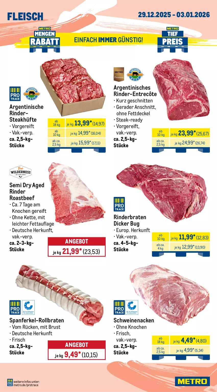 Aktueller Prospekt Metro - Wochen-Angebote Gastro - von 29.12.2025 bis 03.01.2026 - strona 2 - produkty: angebot, beef, braten, decke, Deckel, eis, entrecôte, fleisch, Kette, Metro, rind, rinder, rinderbraten, Rindersteak, roastbeef, rollbraten, schnitten, schwein, schweine, schweinenacken, steak, steakhüfte, Ti, wein, weine