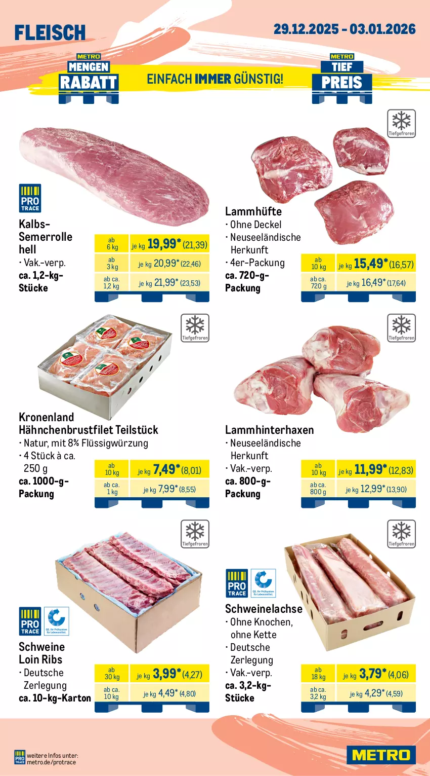 Aktueller Prospekt Metro - Wochen-Angebote Gastro - von 29.12.2025 bis 03.01.2026 - strona 3 - produkty: axe, brustfilet, decke, Deckel, eis, filet, fleisch, hähnchenbrust, hähnchenbrustfilet, Haxe, Kette, krone, lachs, lamm, Metro, natur, schwein, schweine, Schweinelachs, Ti, wein, weine