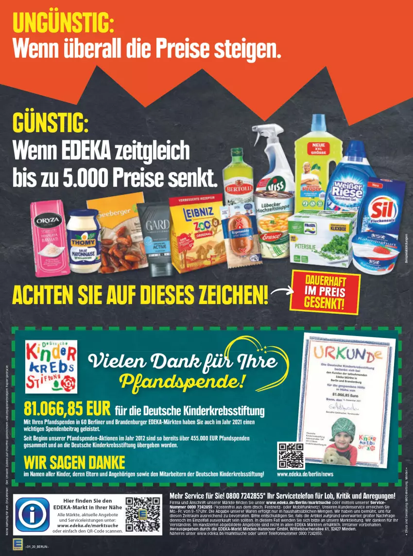 Aktueller Prospekt Edeka - Angebote der Woche - von 03.01 bis 08.01.2022 - strona 20 - produkty: angebot, angebote, beispielabbildung, berliner, burger, deka, eis, elle, gin, Kinder, Krebs, LG, papier, reis, Ria, telefon, Ti, uhr