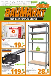 Gazetka promocyjna  - Prospekt für Globus Baumarkt  Achern - Gazetka - ważna od 15.10 do 15.10.2022 - strona 1 - produkty: auto, Bau, Eckregal, eimer, elle, Holz, kraft, regal, steckregal, Ti, tisch, werkzeug