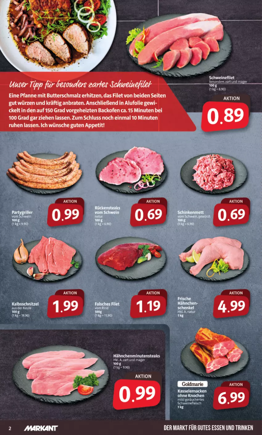 Aktueller Prospekt Markant - Prospekte - von 04.03 bis 09.03.2024 - strona 2 - produkty: Falsches Filet, filet, gewürz, gutes essen, kasseler, Mett, minutensteaks, rind, schinken, schwein, steak, steaks, tee, Ti, wein