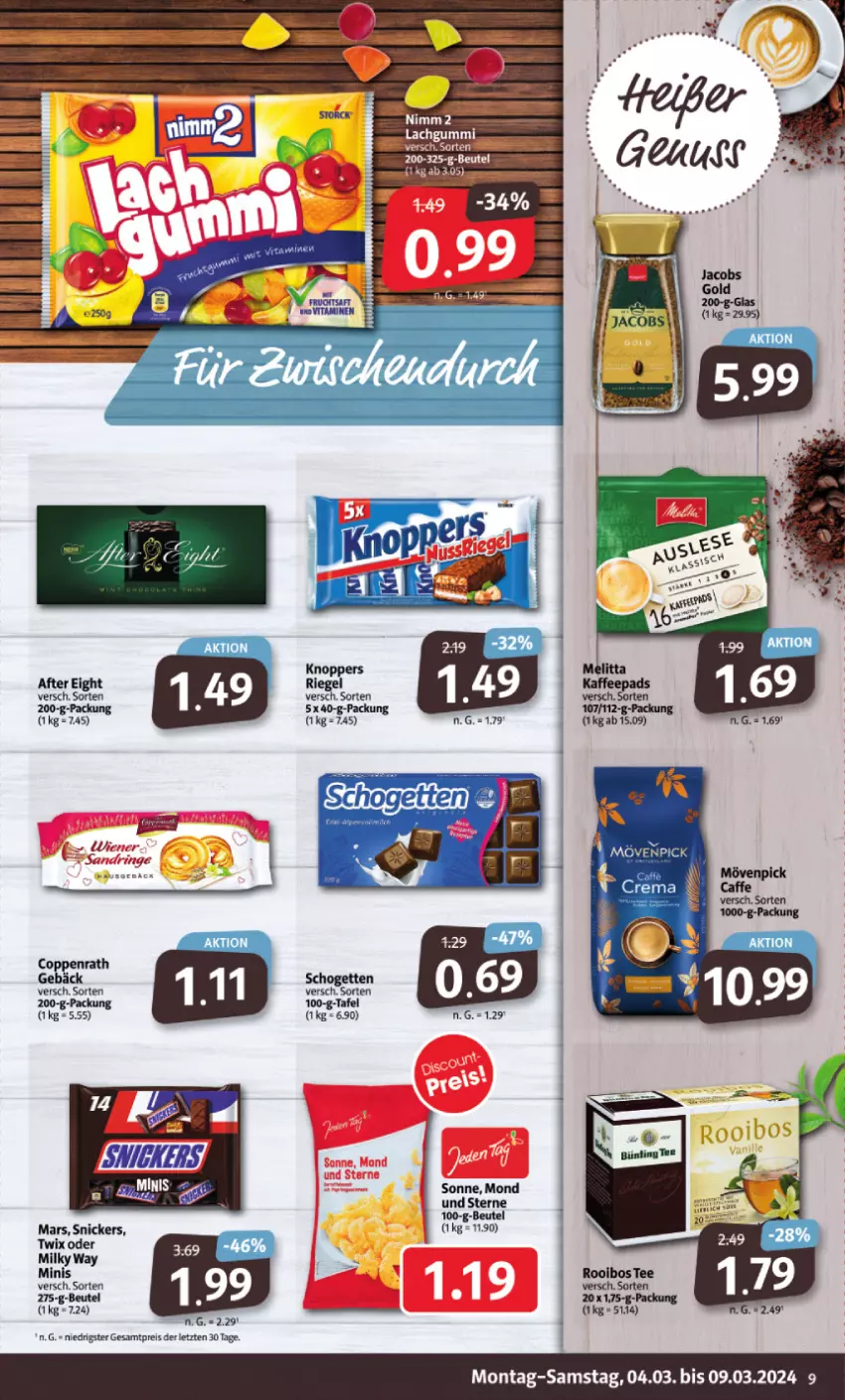 Aktueller Prospekt Markant - Prospekte - von 04.03 bis 09.03.2024 - strona 9 - produkty: after eight, beutel, coppenrath, Coppenrath Gebäck, eis, mars, milky way, mövenpick, reis, snickers, twix, ZTE