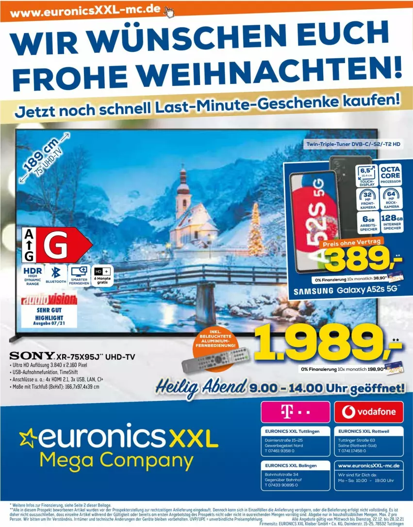 Aktueller Prospekt Euronics - Prospekte - von 22.12 bis 29.12.2021 - strona 16 - produkty: angebot, angebote, dvb, eis, elle, HDMI, reis, Samsung, samsung galaxy, Samsung Galaxy A, sony, Ti, tisch, tuner, uhd, UHD-TV, uhr, usb, weihnachten