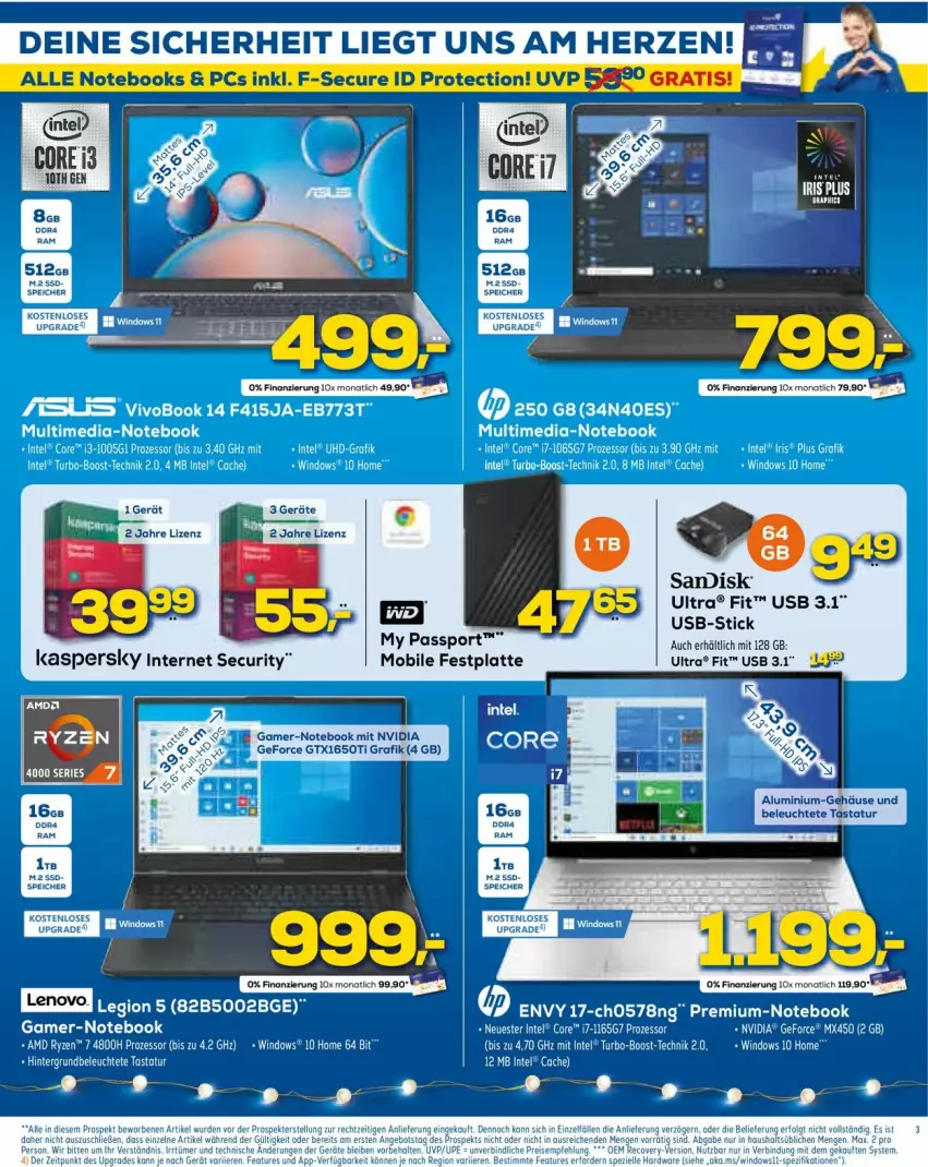 Aktueller Prospekt Euronics - Prospekte - von 22.12 bis 29.12.2021 - strona 3 - produkty: ente, festplatte, Intel, latte, notebook, rel, ryzen, Sport, tee, Ti, usb, VivoBook