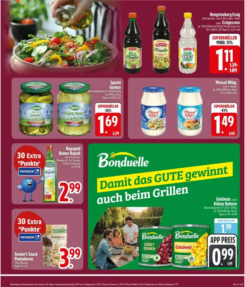 Aktueller Prospekt Edeka - Prospekte - von 04.05 bis 09.05.2026 - strona 21 - produkty: beutel, bohne, bohnen, eis, essig, flasche, Goldmais, goldmais oder, gurke, gurken, hengstenberg, kidney, kidney bohnen, mais, miracel, miracel whip, reis, specht, ZTE