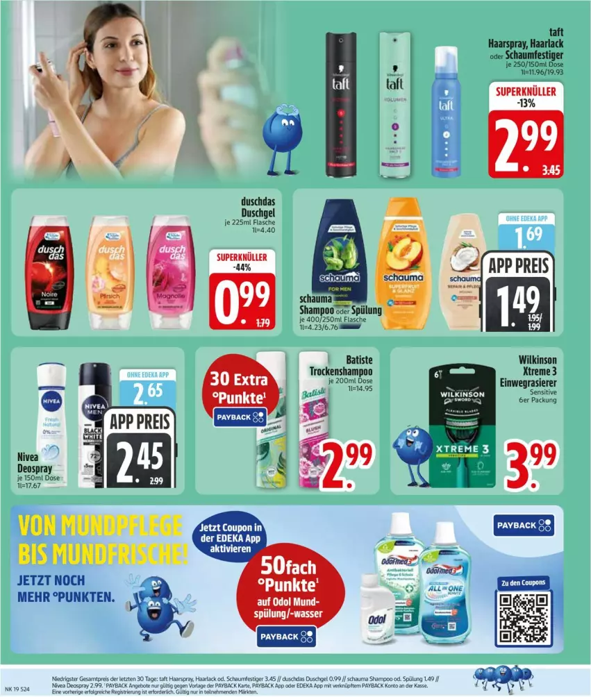 Aktueller Prospekt Edeka - Prospekte - von 04.05 bis 09.05.2026 - strona 26 - produkty: arla, deka, deo, deospray, duschdas, duschgel, einwegrasierer, eis, flasche, Haarlack, haarspray, lack, nivea, oder schaumfestiger, payback, rasierer, reis, schauma, schauma shampoo, schaumfestiger, shampoo, spülung, Taft, Ti, Yo, ZTE