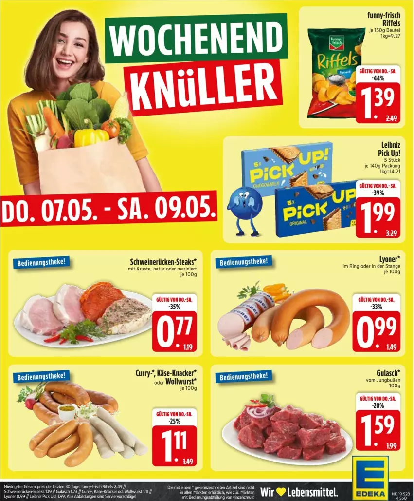 Aktueller Prospekt Edeka - Prospekte - von 04.05 bis 09.05.2026 - strona 30 - produkty: beutel, curry, funny-frisch, gulasch, jungbullen, Käse, knacker, leibniz, lyoner, natur, ring, schwein, schweine, schweinerücken, steak, steaks, Ti, wein, weine, wurst, Yo
