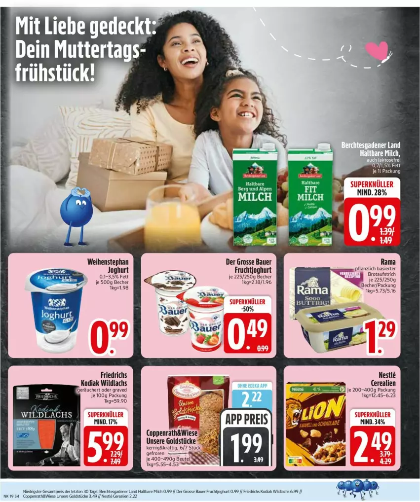 Aktueller Prospekt Edeka - Prospekte - von 04.05 bis 09.05.2026 - strona 6 - produkty: auer, Bau, Bauer, Becher, cerealien, coppenrath, deka, eis, frucht, fruchtjoghurt, Goldstücke, joghur, joghurt, lachs, mam, rama, reis, Ti, weihenstephan, Wild, wildlachs
