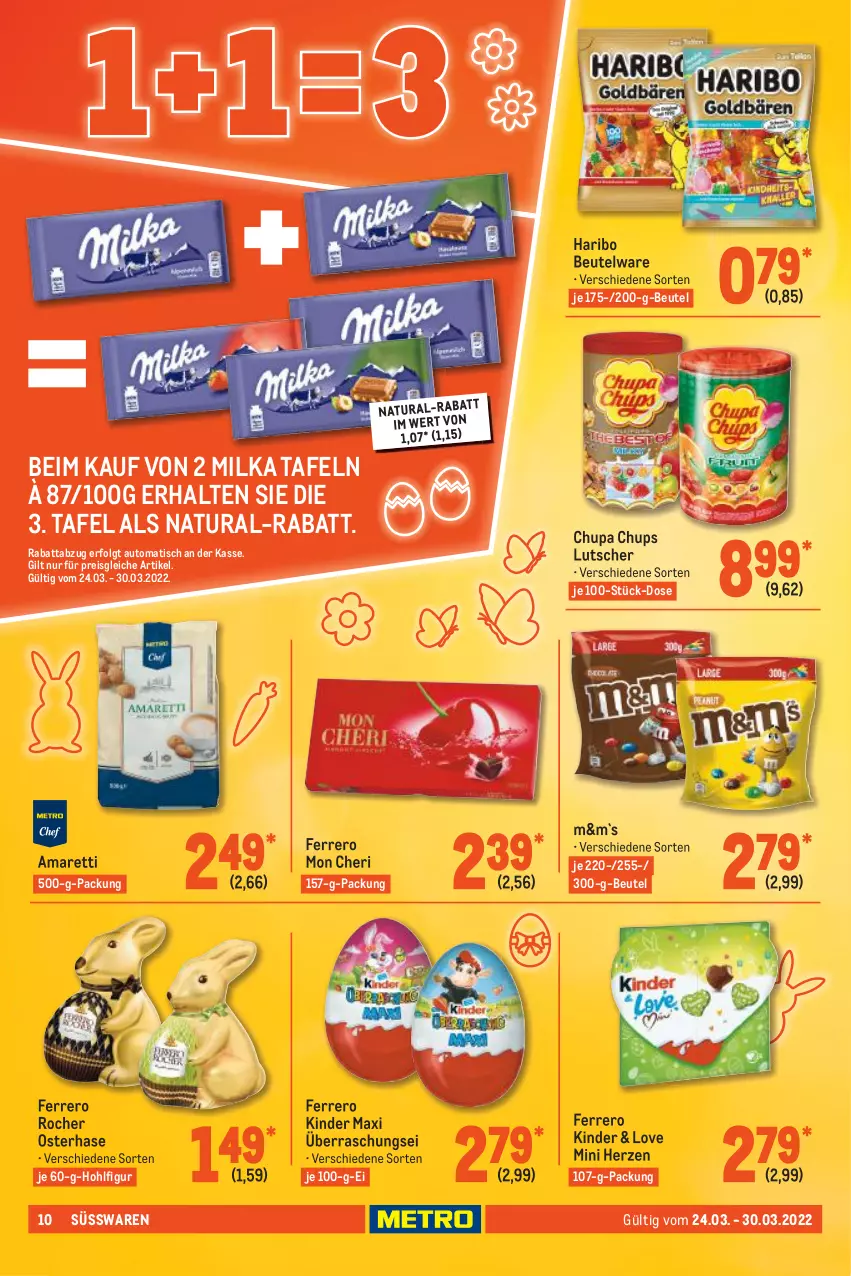 Aktueller Prospekt Metro - Food - von 24.03 bis 30.03.2022 - strona 10 - produkty: auto, beutel, chupa, chupa chups, eis, ferrero, Ferrero Rocher, haribo, Kinder, Kinder Maxi, LG, Lutscher, milka, natur, natura, reis, süsswaren, Ti, tisch